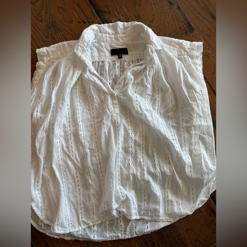 Nili Lotan white cotton eyelet shirt